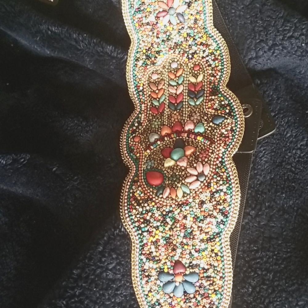 Upcycled handmade Boho hippie beaded belt